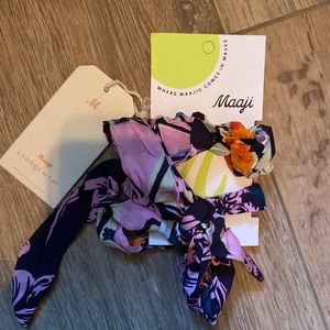 Maaji Loungewear Scrunchies Hair Bands 2 Piece NWT Handbag Scarf